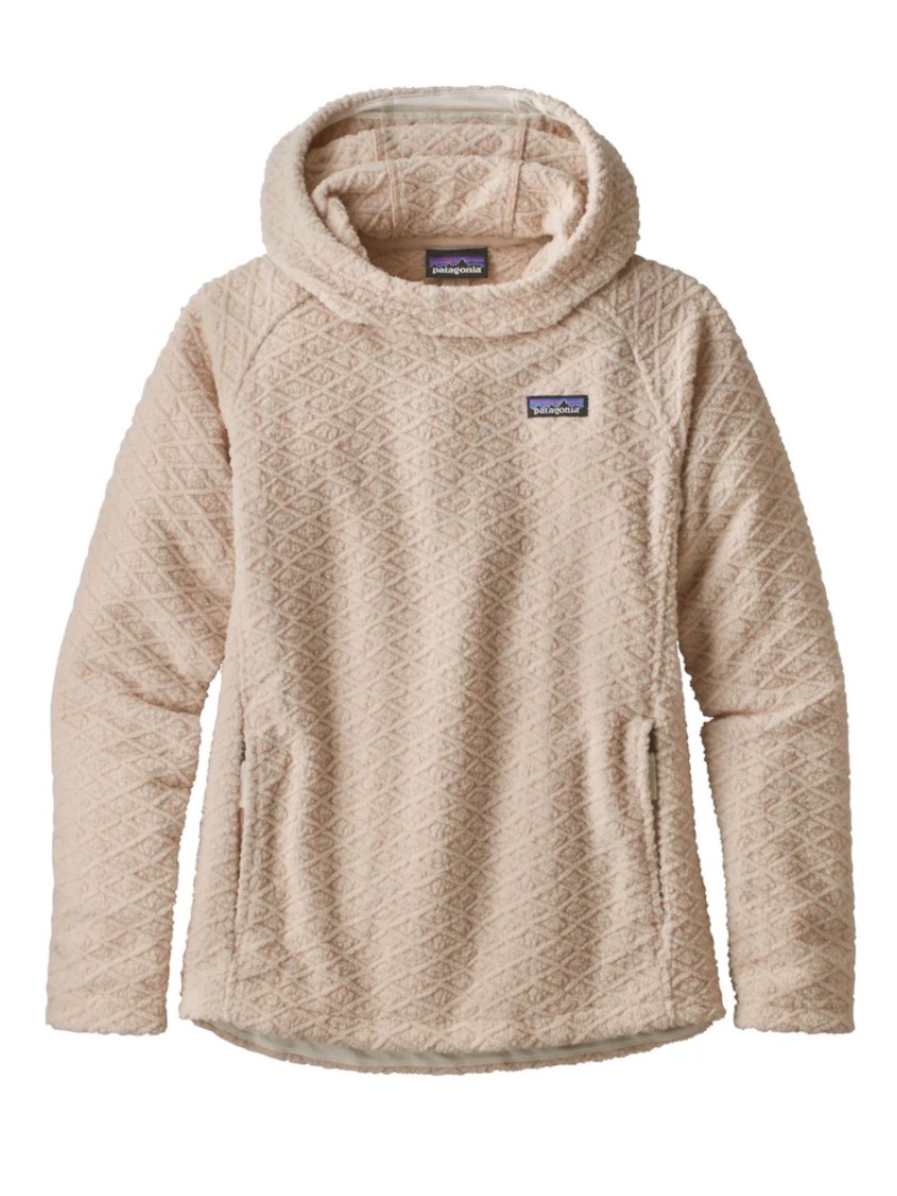 Patagonia cream diamond‑quilt pullover hoody